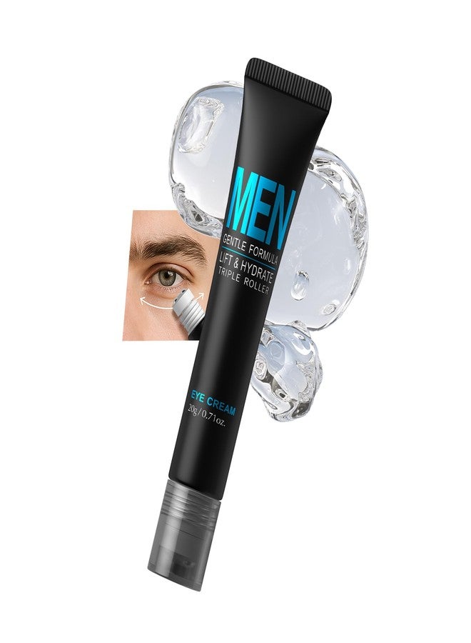 MIESCHER Men Eye Cream, Men's Under Eye Cream For Puffy Eyes & Dark Circles Treatment, Hydrating Triple-Roller Massage Designed, Firming, Soften Fine Lines, Cooling Stick For Puffiness Reducer 0.71oz. - Image 1